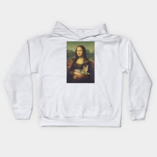 Mona Lisa with a cat Kids Hoodie